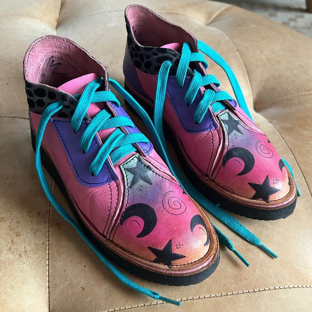 Handmade Celestial Hand-Painted Leather Shoes Women’s 5.5 One-of-a-Kind